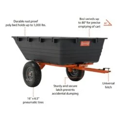 Agri-Fab 45-0553 450kg / 1000lb Poly Tipping/Swivel Trailer -Garden Tool Store 45 0553 features