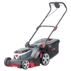 AL-KO 3.82 Li R Comfort 18V Bosch Home & Garden Compatible 3-in-1 Push Cordless Lawn Mower (with 2 X 4Ah Batteries & Standard Charger) -Garden Tool Store al ko 3.82 li r comfort lawnmower angle