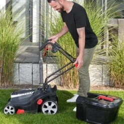 AL-KO 3.82 Li R Easy 18V Bosch Home & Garden Compatible Push Cordless Lawn Mower (Tool Only) -Garden Tool Store al ko 3.82 li r lawnmower folding handlebar 1 1