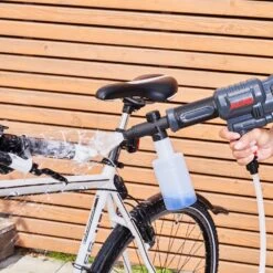 AL-KO PW 1850 18V Bosch Home & Garden Compatible Cordless Power/Pressure Washer (with 2.5Ah Battery & Charger) (Bundle Builder) -Garden Tool Store al ko pw1850 power washer lifestyle 1 1