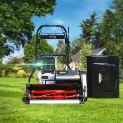 Cobra Fortis 25E 63cm/25" Battery-Powered Cylinder Lawn Mower (with 2 X EGO 10Ah 56V Batteries & Rapid Charger) -Garden Tool Store cobra fortis 25e cylinder mower lifestyle