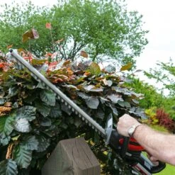 Cobra H5024V Li-Ion Cordless Hedge Trimmer (with 2Ah Battery & Charger) -Garden Tool Store cobra h5024v hedge trimmer lifestyle 2 1