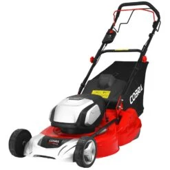 Cobra RM51SP80V 80V Self-Propelled Rear Roller Cordless Lawn Mower (with 2 X 40V 5Ah Batteries & 2 X Fast Chargers) -Garden Tool Store cobra rm51sp80v lawnmower angle 1
