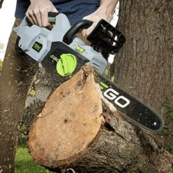 EGO Power+ CS1401E 56V Lithium-Ion Cordless Chainsaw Bundle (with 2.5Ah Battery & Charger) -Garden Tool Store ego cs1400e chainsaw lifestyle 1