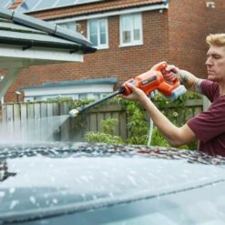Flymo EasiClean Li Plus 18V Cordless Pressure Washer (with 2.0Ah Battery & Charger) -Garden Tool Store flymo easiclean li pressure washer car roof 1