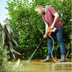 Flymo EasiClean Li 18V Cordless Pressure Washer (with 2.0Ah Battery & Charger) -Garden Tool Store flymo easiclean li pressure washer decking