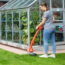 Flymo EasiTrim 250 18V Cordless Grass Trimmer & Lawn Edger (with 2.0Ah Battery & Charger) -Garden Tool Store flymo easitrim 250 grass trimmer lifestyle greenhouse