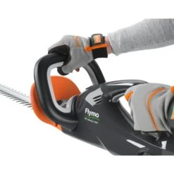 Flymo UltraCut 500 18V Cordless Hedge Trimmer (with 2.5Ah Battery & Charger) -Garden Tool Store flymo ultracut500 hedge trimmer two handed operation