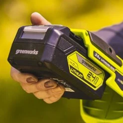 GreenWorks GD24X2LM46SP4K4K 4-in-1 46cm 48V Self-Propelled Cordless Lawn Mower With 4 Battery Slots (with 2 X 4Ah Batteries & Twin 2A Charger) -Garden Tool Store greenworks 24v 4ah battery lifestyle 1