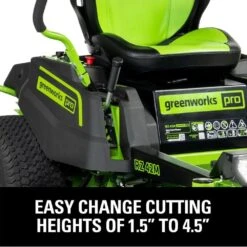 GreenWorks Pro GD60CRZ106 CrossoverZ 60V Battery-Powered Zero-Turn Ride-On Lawn Mower -Garden Tool Store greenworks 60v crossoverz cutting height