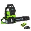 GreenWorks G24CSK2 24V Cordless Chainsaw (with 2Ah Battery And Charger) -Garden Tool Store greenworks g24csk2 chainsaw main