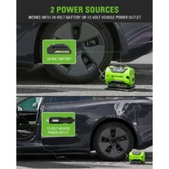 GreenWorks G24IN 24V Inflator (Bare Tool) -Garden Tool Store greenworks g24in inflator lifestyle 2