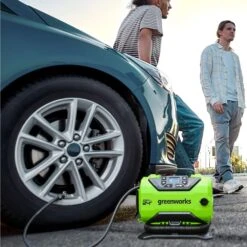 GreenWorks G24IN 24V Inflator (Bare Tool) -Garden Tool Store greenworks g24in inflator lifestyle 4