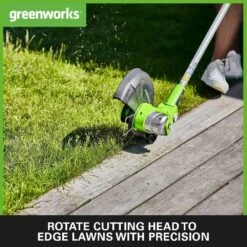 GreenWorks G24LT30MK2 Deluxe 24V Cordless Grass Trimmer / Lawn Edger (with 2Ah Battery And Charger) -Garden Tool Store greenworks g24lt30m edger 1