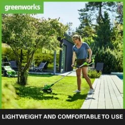 GreenWorks G24LT30MK2 Deluxe 24V Cordless Grass Trimmer / Lawn Edger (with 2Ah Battery And Charger) -Garden Tool Store greenworks g24lt30m lightweight 1