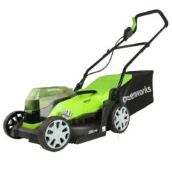 GreenWorks G24X2LM36K2X 3-in-1 36cm 48V Push Cordless Lawn Mower (with 2 X 2Ah 24V Batteries & Twin Charger) -Garden Tool Store greenworks g24x2lm36k2x lawnmower 1 1 3