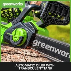 GreenWorks G40CS30IIK2 G-MAX 40V Cordless Chainsaw (with 1 X 2Ah Battery And 2A Charger) -Garden Tool Store greenworks g40cs30ii features oiler product 1 1