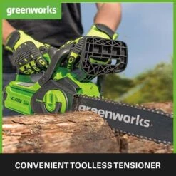 GreenWorks G40CS30IIK2 G-MAX 40V Cordless Chainsaw (with 1 X 2Ah Battery And 2A Charger) (Bundle Builder) -Garden Tool Store greenworks g40cs30ii features tensioner product 2
