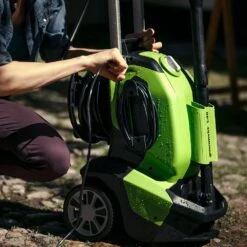 GreenWorks G40 Home & Garden Electric Pressure Washer 1900W 135Bar -Garden Tool Store greenworks g40hg pressure washer lifestyle cable tidy