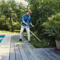 GreenWorks GD24X2BCB 48V (2 X 24V) Cordless Brush Cutter (Bare Tool) -Garden Tool Store greenworks gd24x2bcb lifestyle 3