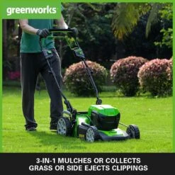 GreenWorks GD24X2LM46SP 4-in-1 46cm 48V Self-Propelled Cordless Lawn Mower (Bare Tool) -Garden Tool Store greenworks gd24x2lm46sp lawnmower 3 in 1 1