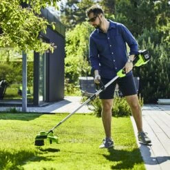 GreenWorks GD24X2LTK2X 48V (2 X 24V) Cordless Grass Trimmer (with 2 X 2Ah Batteries & 2A Charger) -Garden Tool Store greenworks gd24x2lt main3 1