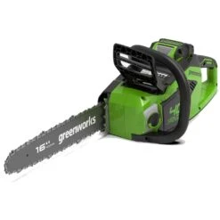GreenWorks GD40CS18 40cm G-MAX 40V Cordless Chainsaw (Bare Tool) -Garden Tool Store greenworks gd40cs18 chainsaw angle 2