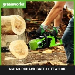 GreenWorks GD40CS18 40cm G-MAX 40V Cordless Chainsaw (Bare Tool) -Garden Tool Store greenworks gd40cs18 chainsaw kick back