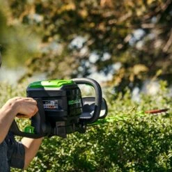 GreenWorks Pro GD60HT 60V Cordless Hedge Trimmer (Bare Tool) -Garden Tool Store greenworks gd60ht hedge trimmer lifestyle
