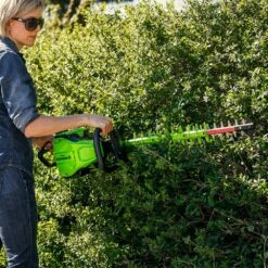 GreenWorks Pro GD60HT 60V Cordless Hedge Trimmer (Bare Tool) (Bundle Builder) -Garden Tool Store greenworks gd60ht hedge trimmer lifestyle 3 1