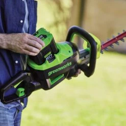 GreenWorks Pro GD60HT66 60V Cordless Hedge Trimmer (Bare Tool) -Garden Tool Store greenworks gd60ht66 hedge trimmer lifestyle 4 1