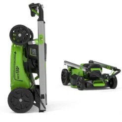 GreenWorks Pro GD60LM46SPK4 4-in-1 60V Variable Speed Cordless Lawn Mower (with 4Ah Battery & Charger) 19 GreenWorks Pro GD60LM46SPK4 4-in-1 60V Variable Speed Cordless Lawn Mower (with 4Ah Battery & Charger) -Garden Tool Store greenworks gd60lm46sp feature upright 1 1