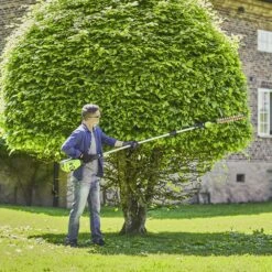 GreenWorks Pro GD60PHT51 60V Cordless Long Reach Hedge Trimmer (Bare Tool) -Garden Tool Store greenworks gd60pht51 pole hedge trimmer round bush