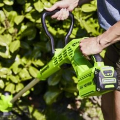 GreenWorks G40T5K2 G-MAX 40V Cordless Grass Trimmer / Edger (with 1 X 2Ah Battery And 2A Charger) (Bundle Builder) -Garden Tool Store greenworks gwg40t5 grass trimmer lifestyle 2 1 1