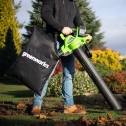 GreenWorks GD24X2BV DigiPro 48V (2 X 24V) Cordless Blower / Vacuum (Bare Tool) -Garden Tool Store greenworks gwgd24x2bv blower vac lifestyle 2 1