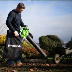 GreenWorks GD24X2BVK4X DigiPro 48V (2 X 24V) Cordless Blower / Vacuum (with 2 X 4Ah Batteries & 2A Twin Charger) 21 GreenWorks GD24X2BVK4X DigiPro 48V (2 X 24V) Cordless Blower / Vacuum (with 2 X 4Ah Batteries & 2A Twin Charger) -Garden Tool Store greenworks gwgd24x2bv blower vac lifestyle 4