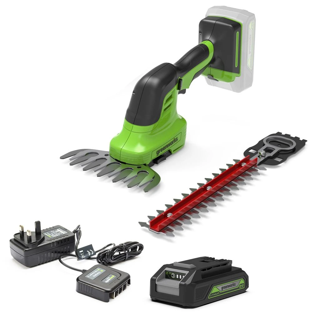 GreenWorks G24SHT 2-in-1 24V Cordless Grass Shrub Shear (with 2.0Ah Battery & 0.5Ah Micro Charger) (Bundle Builder) 3 GreenWorks G24SHT 2-in-1 24V Cordless Grass Shrub Shear (with 2.0Ah Battery & 0.5Ah Micro Charger) (Bundle Builder)