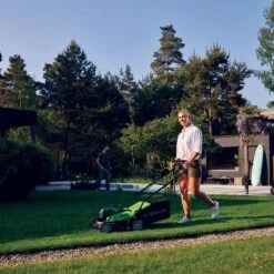 GreenWorks G24X2LM36 3-in-1 36cm 48V Push Cordless Lawn Mower (Bare Tool) -Garden Tool Store gwg24x2lm36 lifestyle 1 1