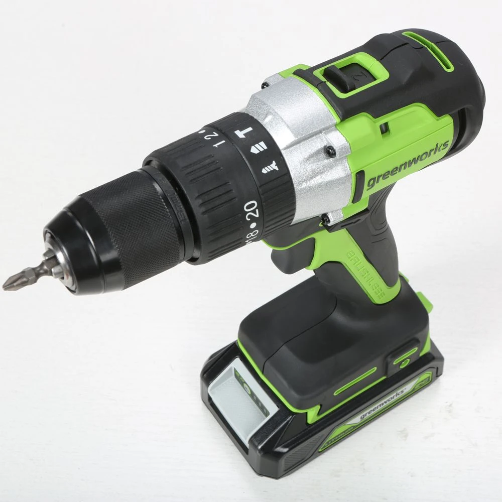 GreenWorks GD24DD60K2 Brushless 24V Drill Driver 60Nm (with 2Ah Battery & Charger) 12 GreenWorks GD24DD60K2 Brushless 24V Drill Driver 60Nm (with 2Ah Battery & Charger) - Image 10