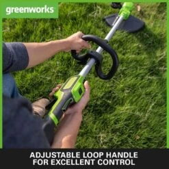 GreenWorks GD24LT33K4 33cm 24V Cordless Grass Trimmer / Lawn Edger (with 4Ah Battery & 2A Charger) -Garden Tool Store gwgd24lt33 adjustable loop
