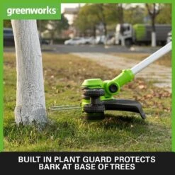 GreenWorks GD24LT33 33cm 24V Cordless Grass Trimmer / Lawn Edger (Bare Tool) -Garden Tool Store gwgd24lt33 plant guard 1
