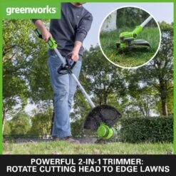 GreenWorks GD24LT33 33cm 24V Cordless Grass Trimmer / Lawn Edger (Bare Tool) -Garden Tool Store gwgd24lt33 rotate 1