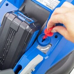 Hyundai HYM40Li330P 40V Push Cordless Lawn Mower With Rear Roller (with 2.5Ah Battery & Charger) 20 Hyundai HYM40Li330P 40V Push Cordless Lawn Mower With Rear Roller (with 2.5Ah Battery & Charger) -Garden Tool Store hym40li330p on off 1