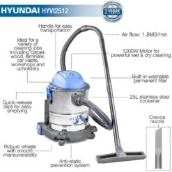 Hyundai HYVI2512 1200W 3-in-1 Wet & Dry Vacuum Cleaner -Garden Tool Store hyundai hyvi2512 vacuum cleaner features