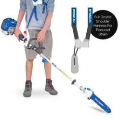 Hyundai HYPS5200X Petrol Pole Pruner -Garden Tool Store hyundai pole saw with harness