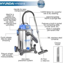 Hyundai HYVI3014 1400W 3-in-1 Wet & Dry Vacuum Cleaner -Garden Tool Store hyvi3014 features