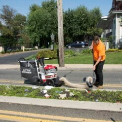 Little Wonder Pro Vac SI Push Wheeled Outdoor Vacuum -Garden Tool Store little wonder pro vac si outdoor vacuum in use hose