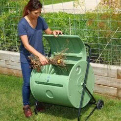 Mantis Back Porch ComposTumbler Compost Bin -Garden Tool Store mantis back porch compostumbler lifestyle 4