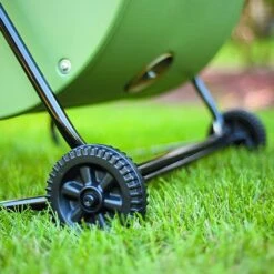 Mantis Back Porch ComposTumbler Compost Bin -Garden Tool Store mantis back porch compostumbler lifestyle wheels