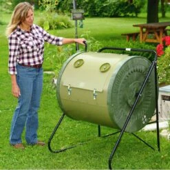 Mantis Compact ComposTumbler Compost Bin -Garden Tool Store mantis compact compstumbler lifestyle
